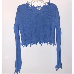 Blue Frayed Sweater